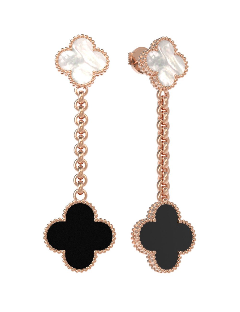 Серьги из золота c ониксом и перламутром