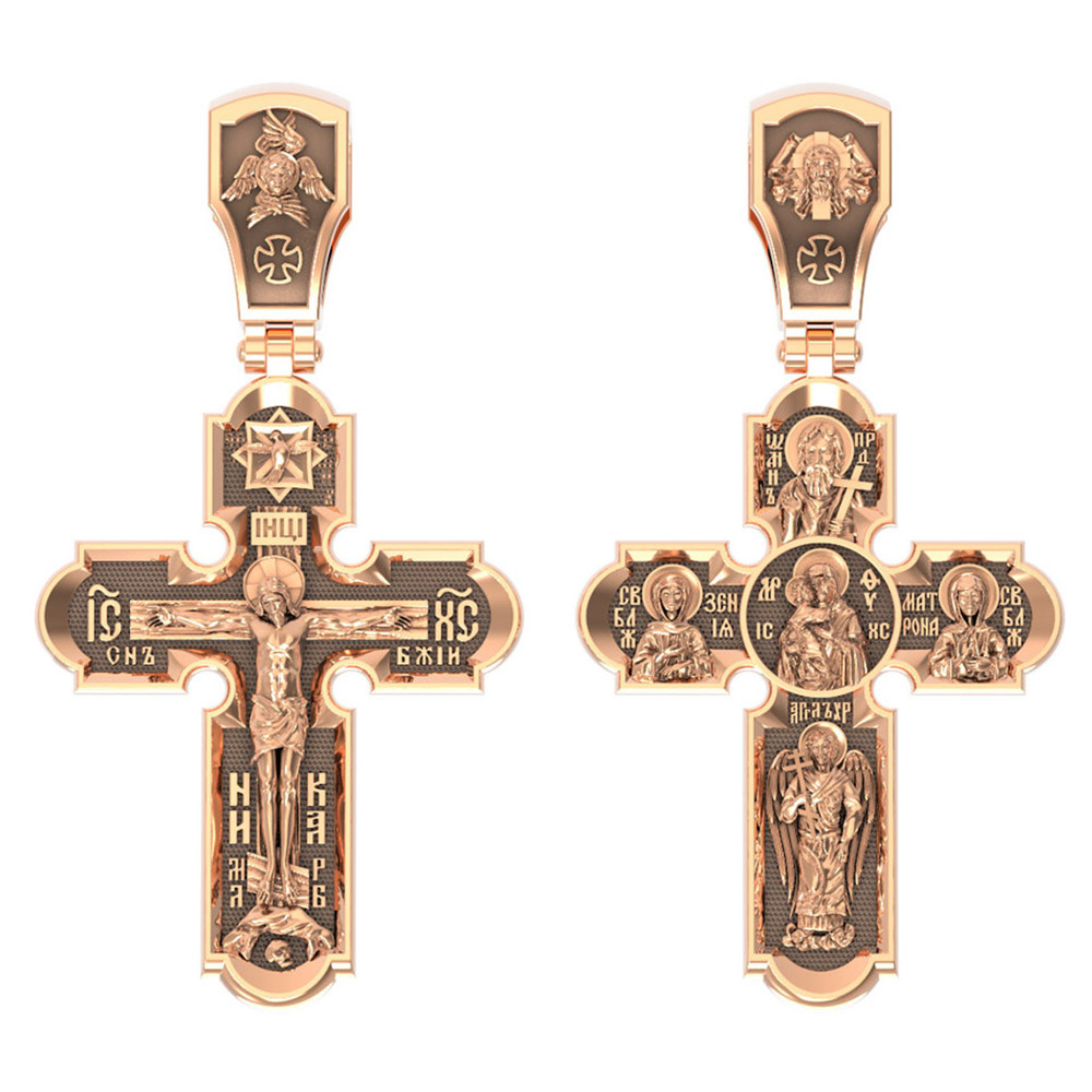 Крест из красного золота 585 пробы