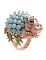 Кольцо из золота c эмалью и бирюзой