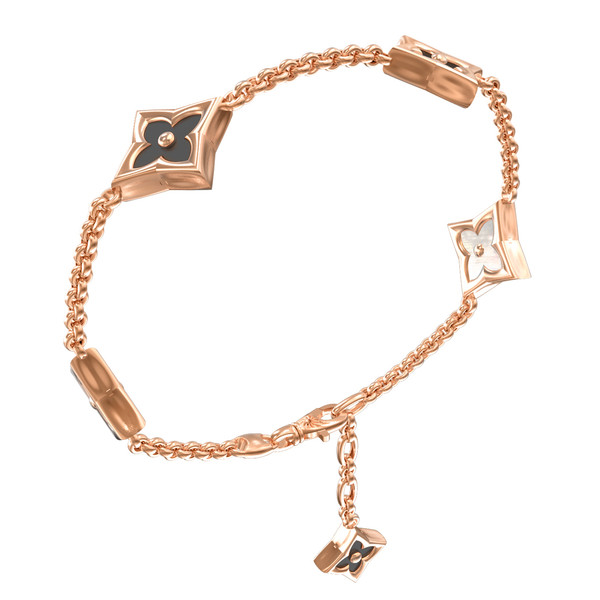 Браслет из красного золота 585 пробы c ониксом и перламутром