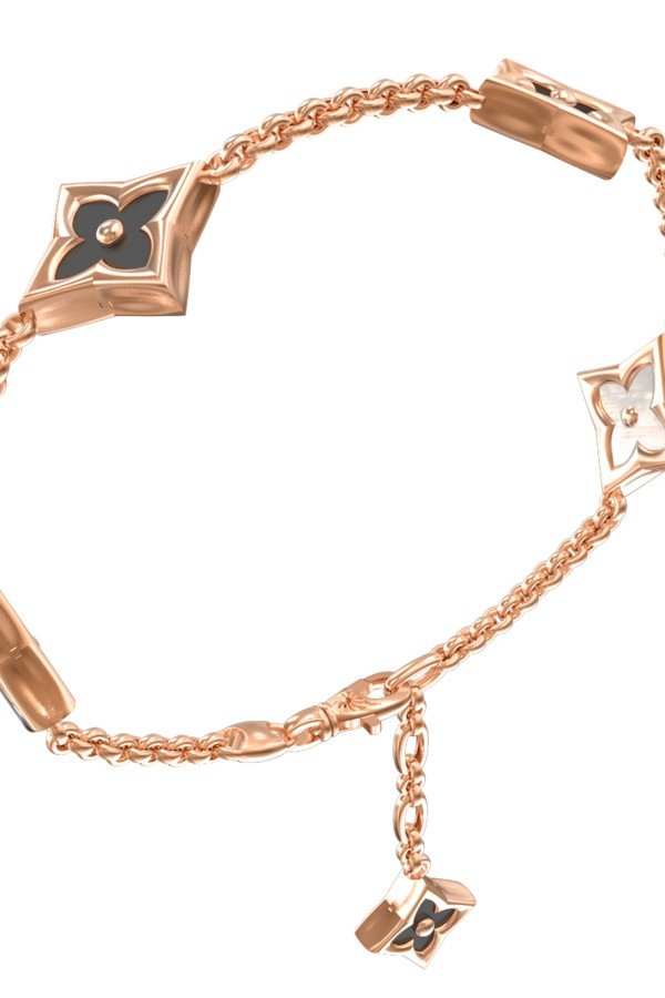 Браслет из золота c ониксом и перламутром