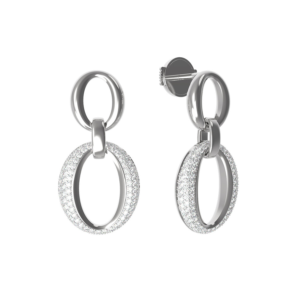 Серьги из белого золота 585 пробы c бриллиантами