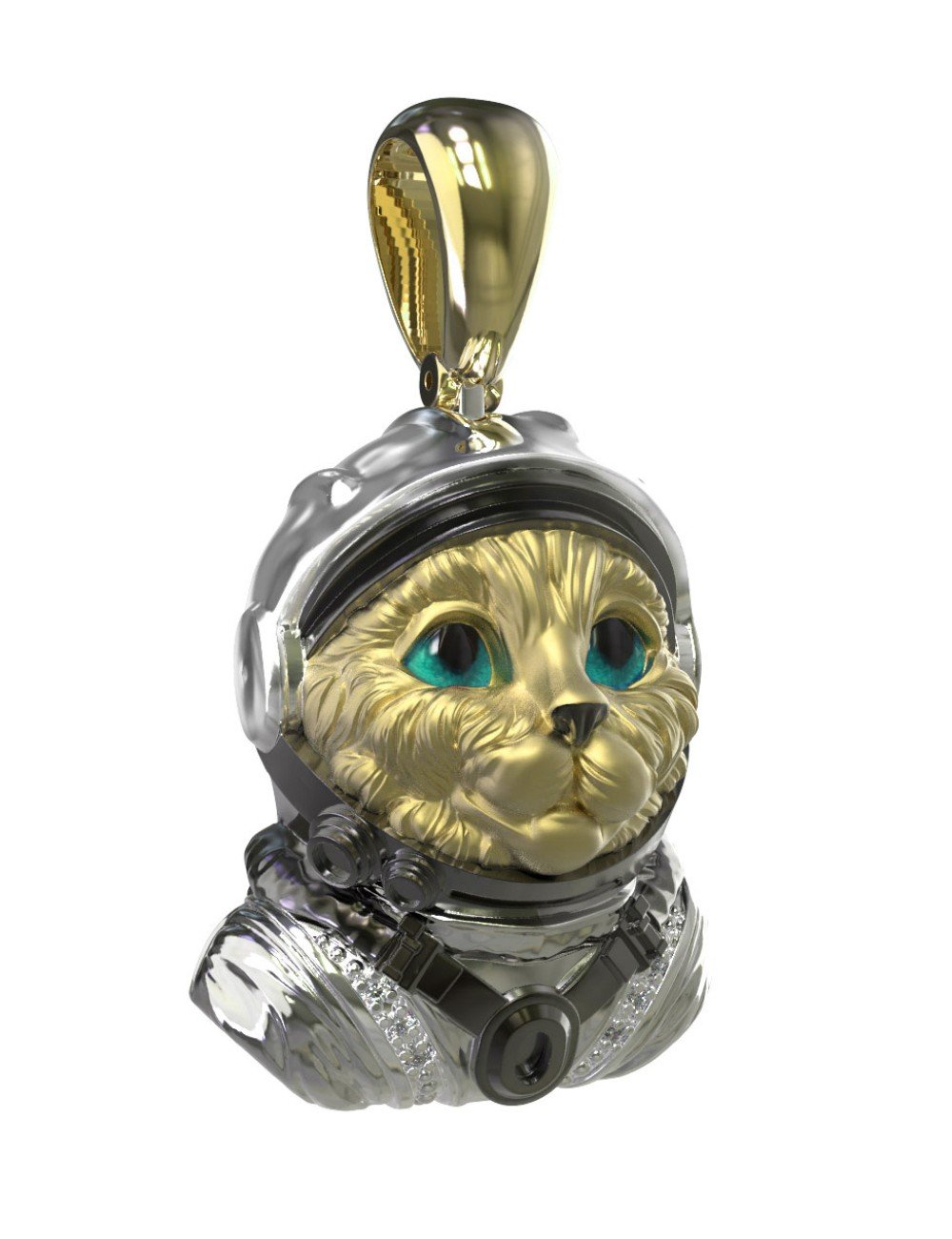 Подвеска из лимонного золота c эмалью, бриллиантами и рубином