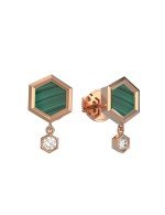 Серьги из золота c бриллиантами и малахитом