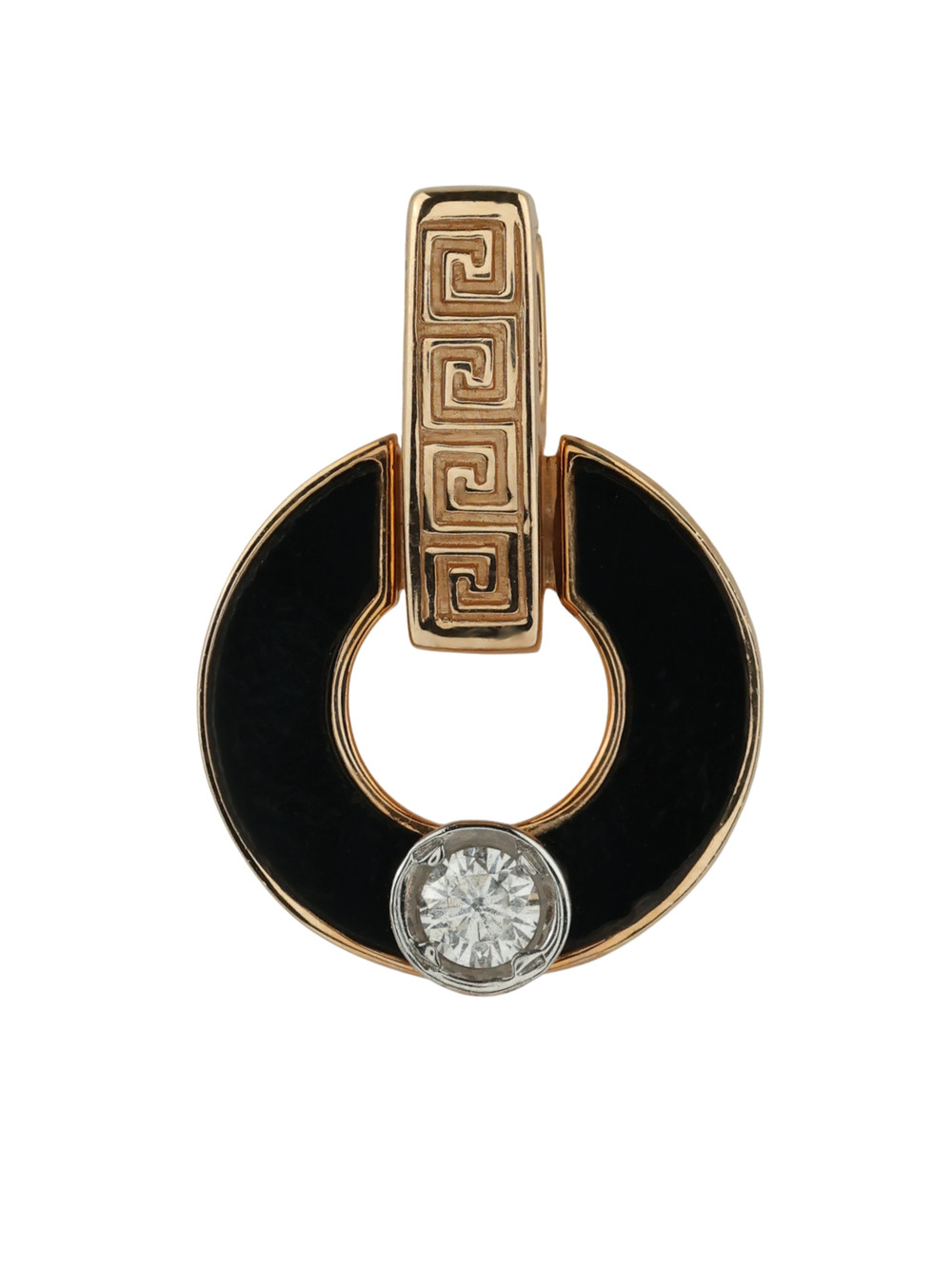 Подвеска из красного золота 585 пробы c бриллиантами и ониксом