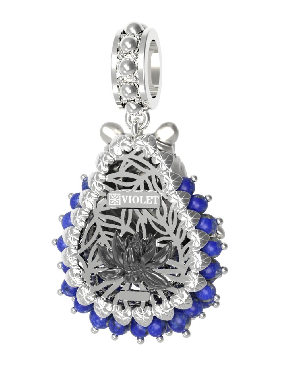 Подвеска из белого золота c эмалью и лазуритом