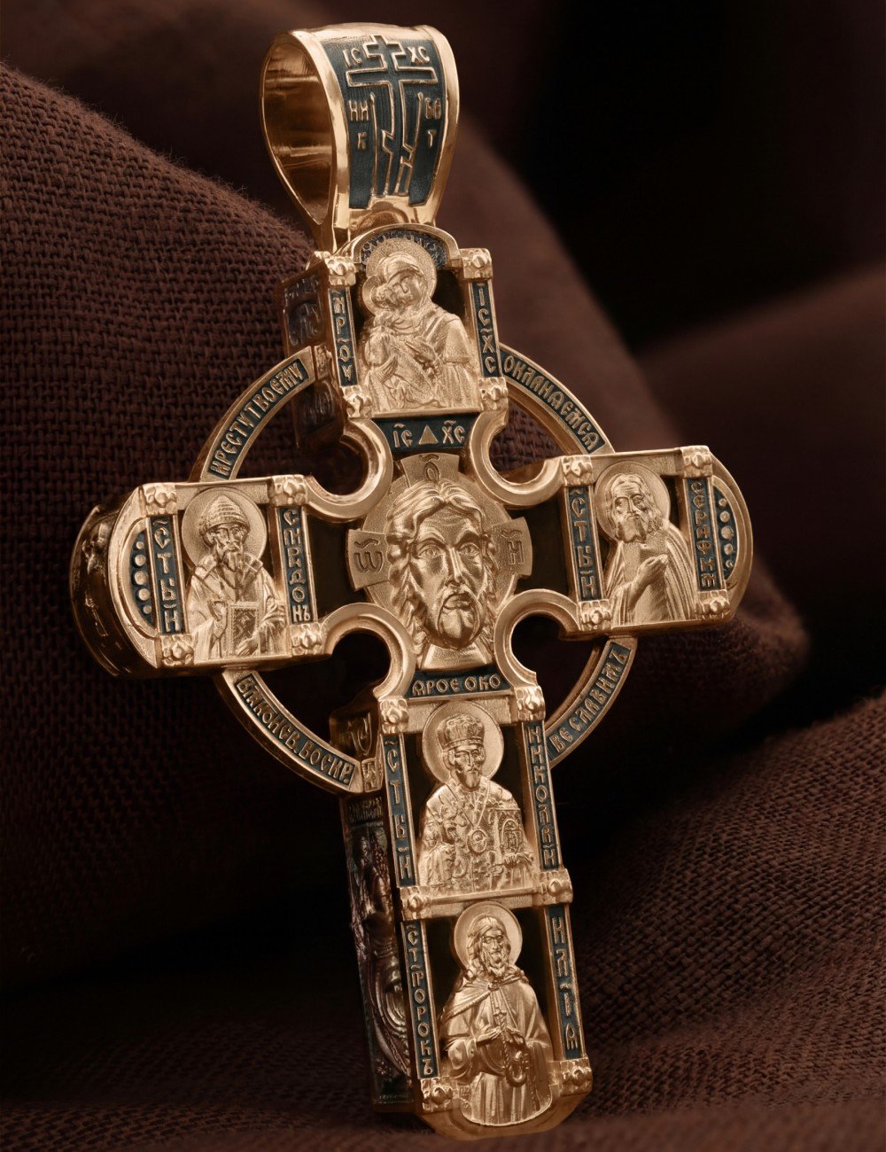 Крест из золота c эбеновым деревом