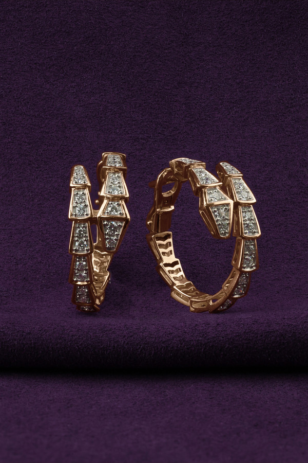 Серьги из красного золота 585 пробы c бриллиантами