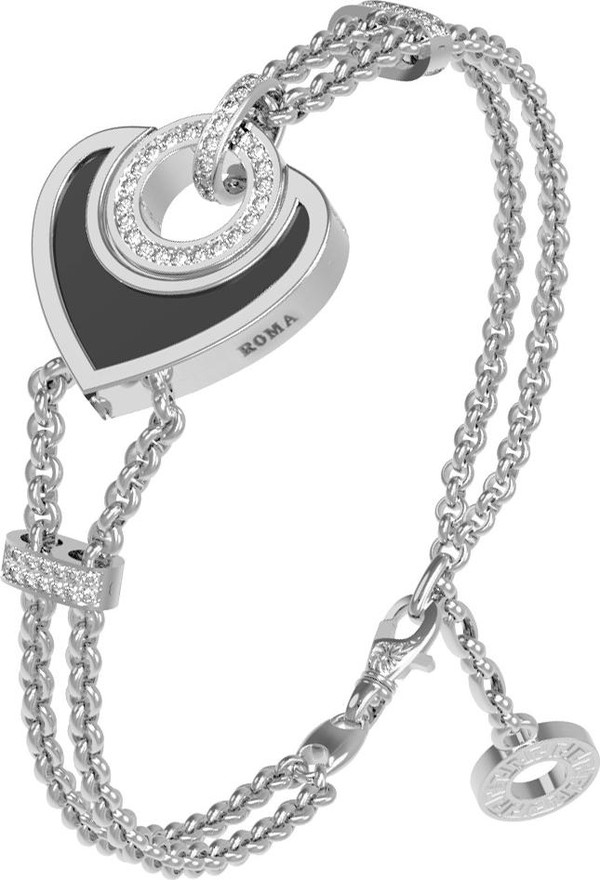 Браслет из белого золота 585 пробы c бриллиантами, ониксом и перламутром