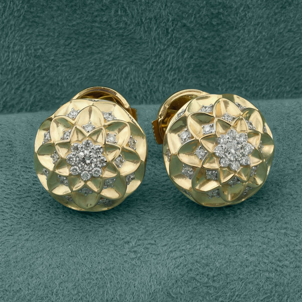 Серьги из лимонного золота 585 пробы c бриллиантами