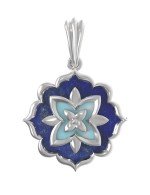 Подвеска из белого золота c бирюзой и лазуритом