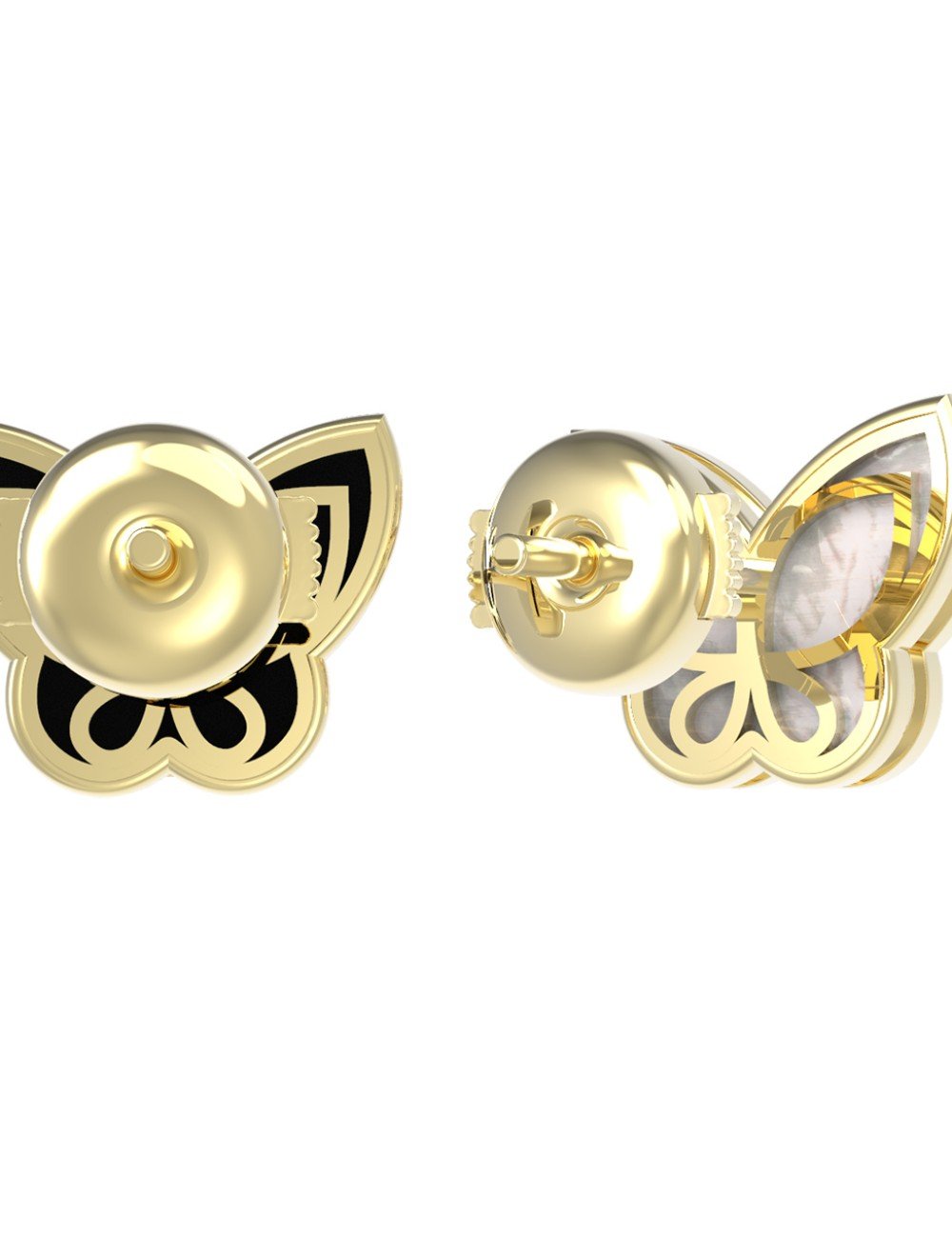 Серьги из лимонного золота c ониксом и перламутром