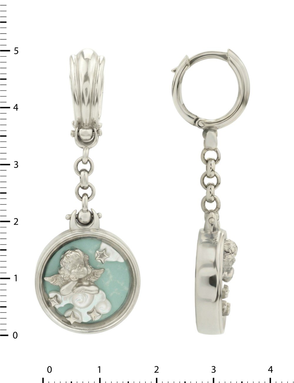 Серьги из белого золота c бирюзой и перламутром