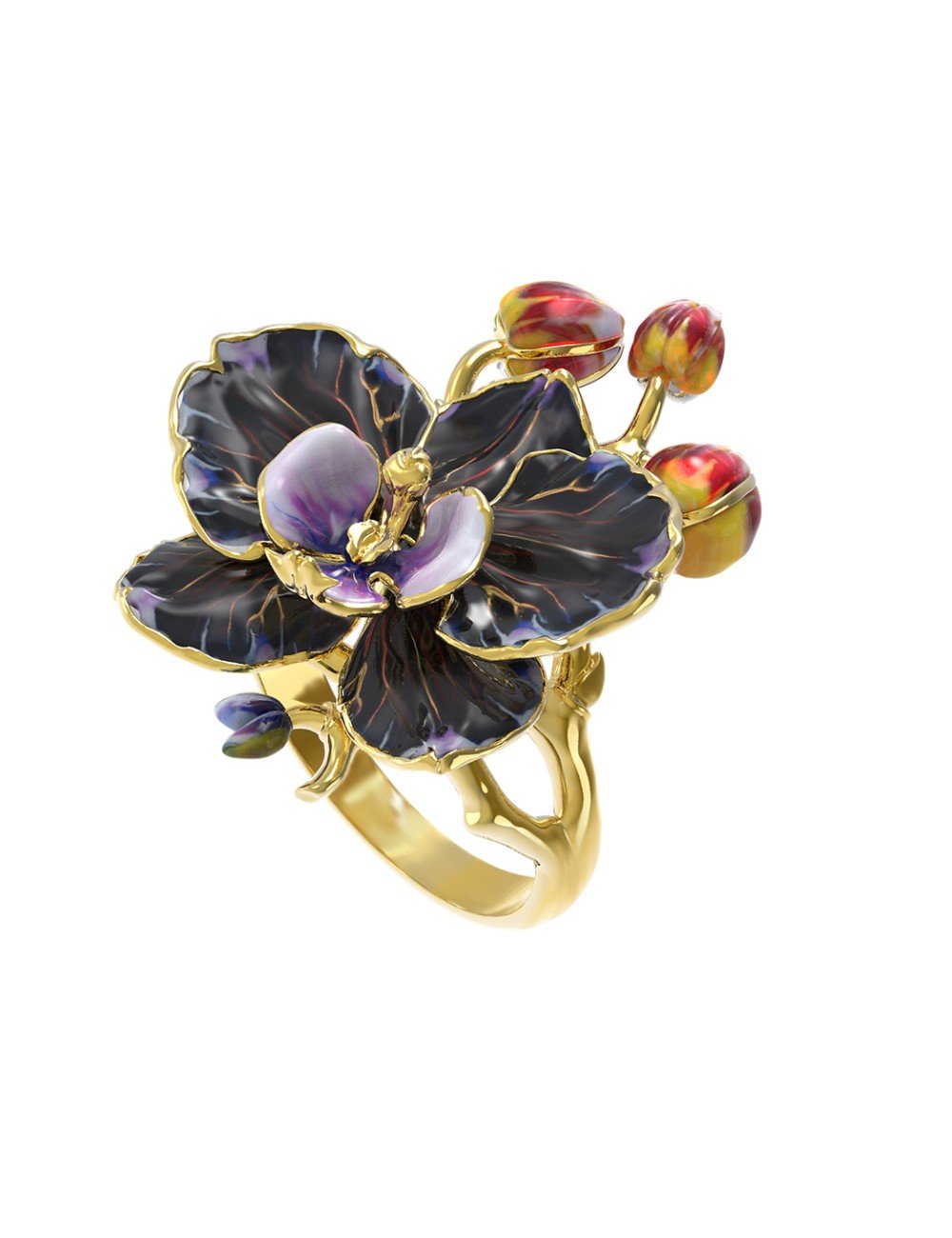 Кольцо из лимонного золота c эмалью