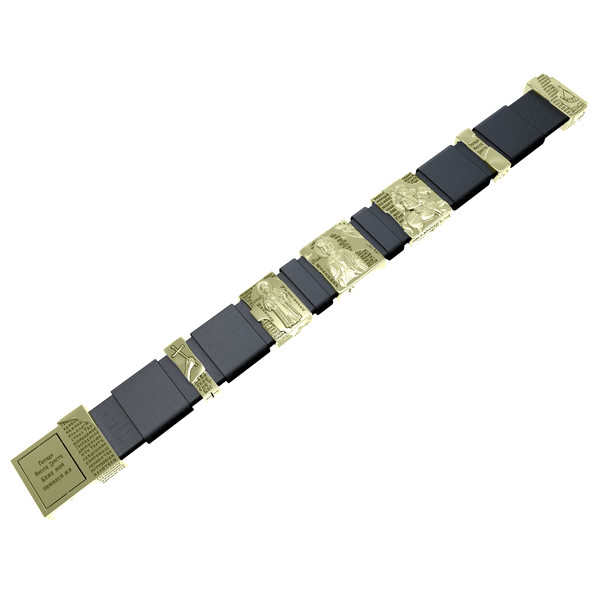 Браслет из зелёного золота 585 пробы c кожаным шнурком