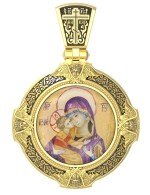 Образок из лимонного золота c эмалью и иконописью