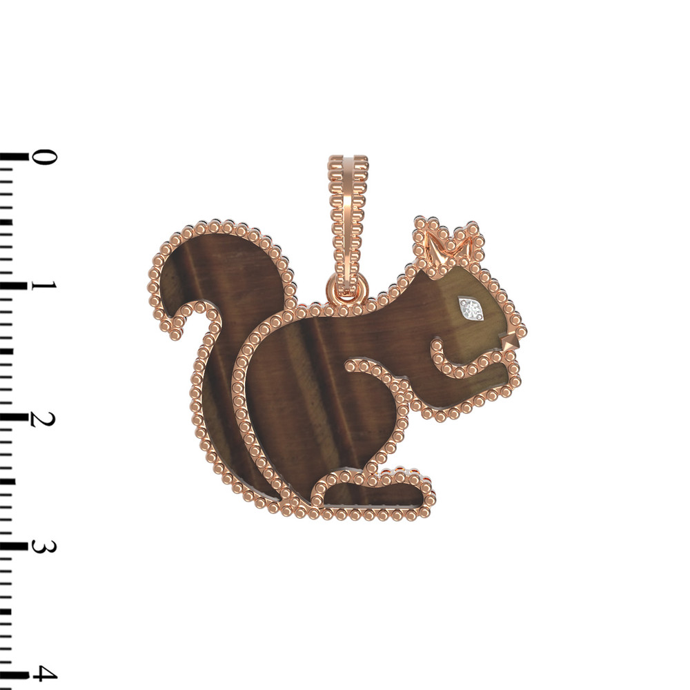 Подвеска из красного золота 585 пробы c бриллиантами и тигровым глазом