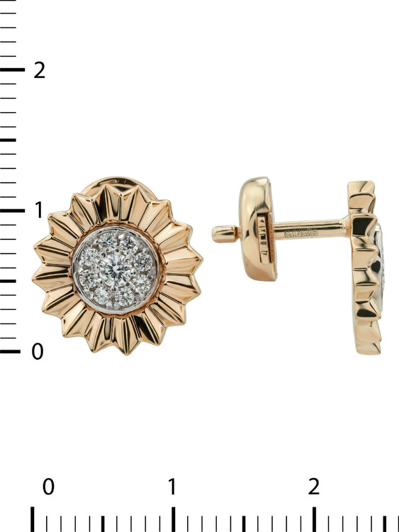 Серьги из красного золота 585 пробы c бриллиантами