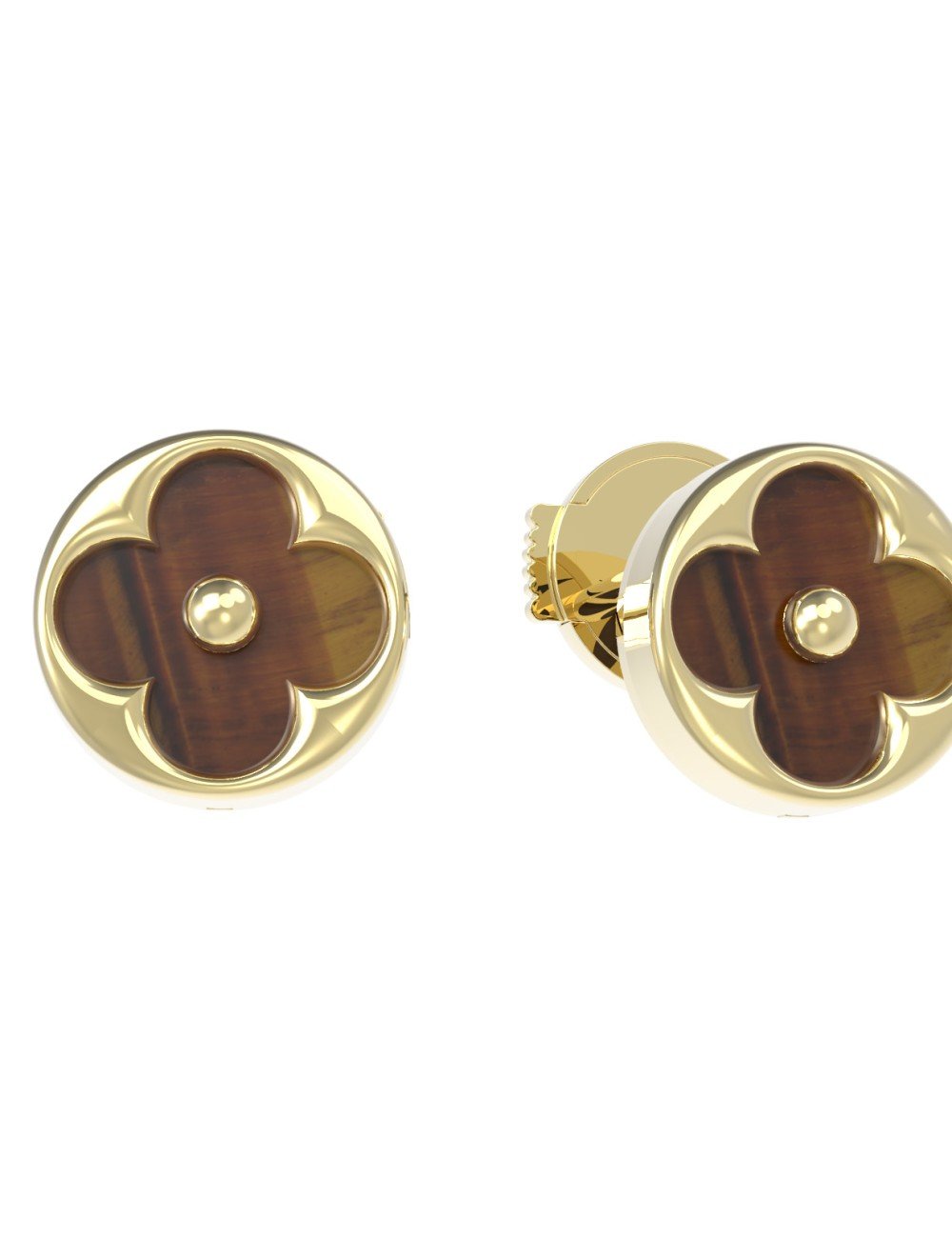 Серьги из лимонного золота c тигровым глазом