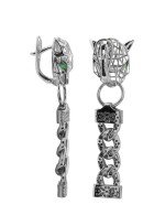 Серьги из белого золота c бриллиантами и изумрудом