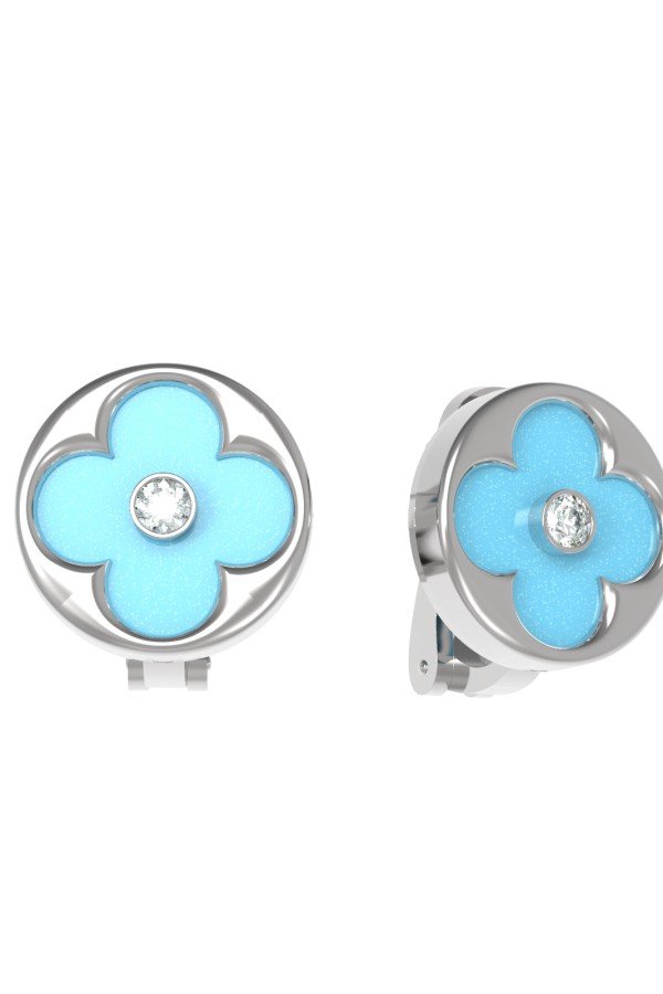 Серьги из белого золота c бриллиантами и бирюзой