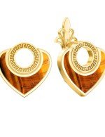 Серьги из лимонного золота c тигровым глазом