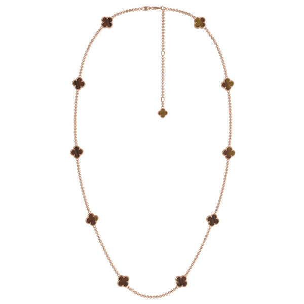 Колье из красного золота 585 пробы c тигровым глазом