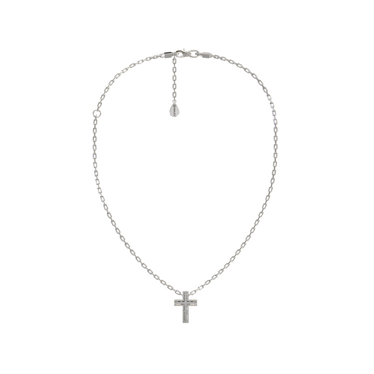 Крест из белого золота 585 пробы c бриллиантами