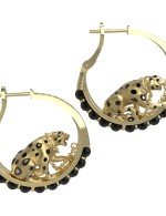 Серьги из лимонного золота c эмалью и ониксом