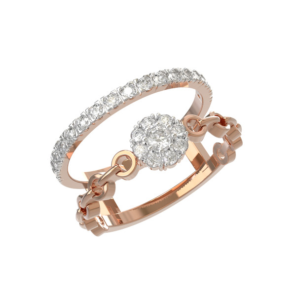 Кольцо из красного золота 585 пробы c бриллиантами