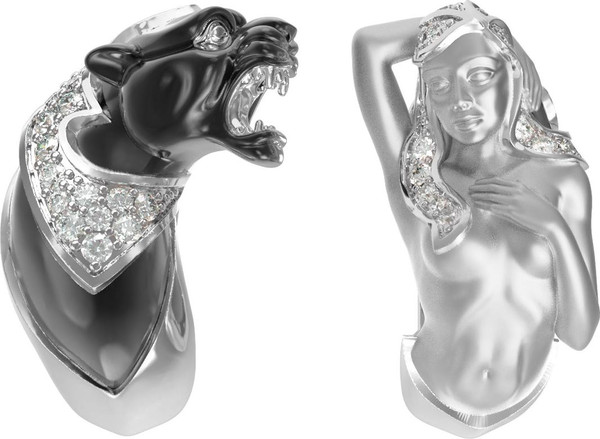 Серьги из белого золота 585 пробы c фианитом