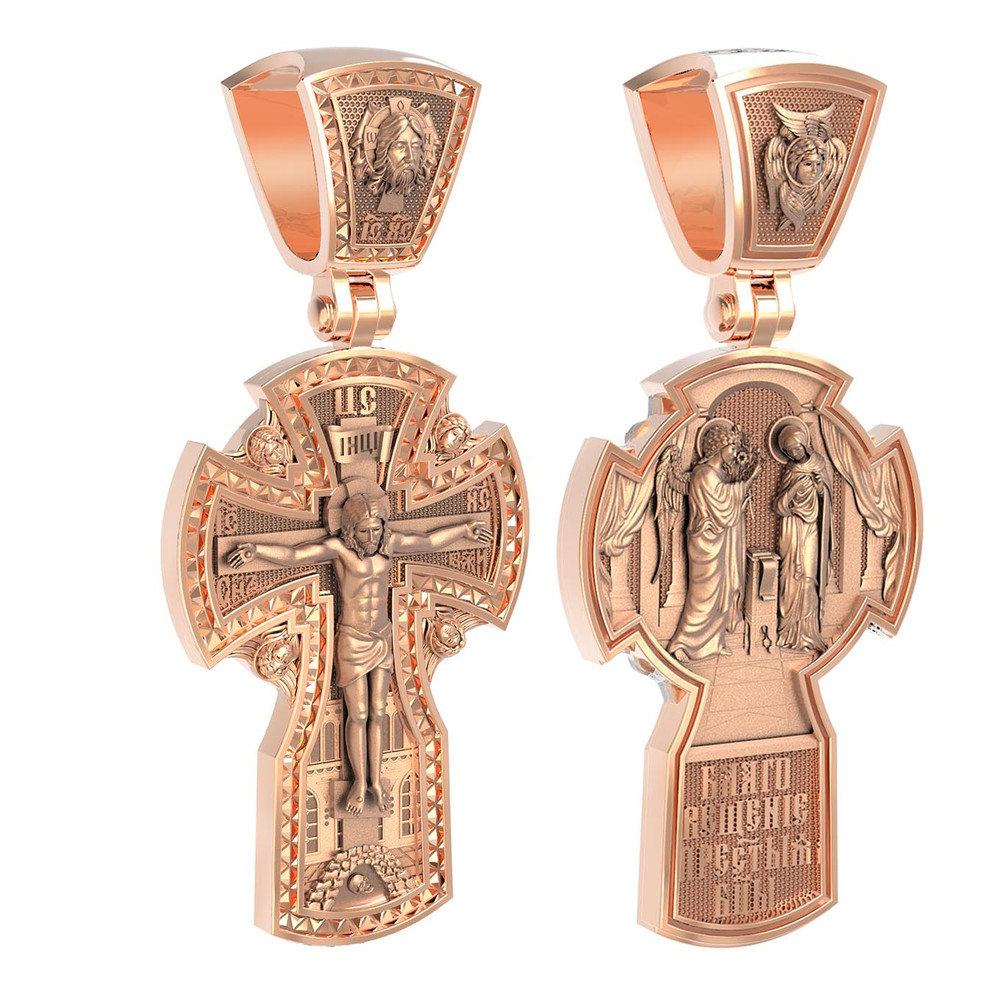 Крест из красного золота 585 пробы