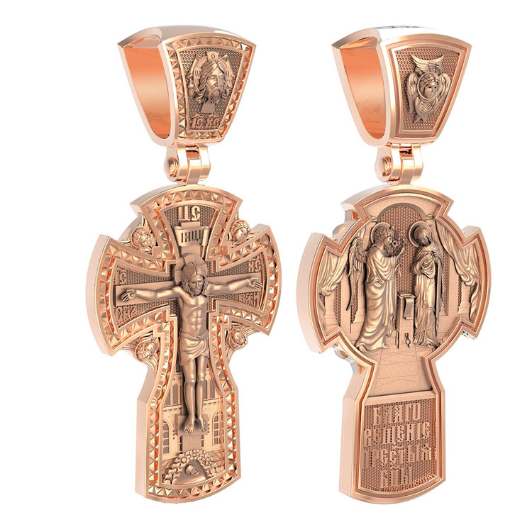 Крест из красного золота 585 пробы