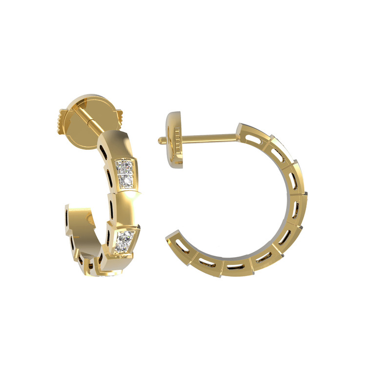 Серьги из лимонного золота 585 пробы c бриллиантами