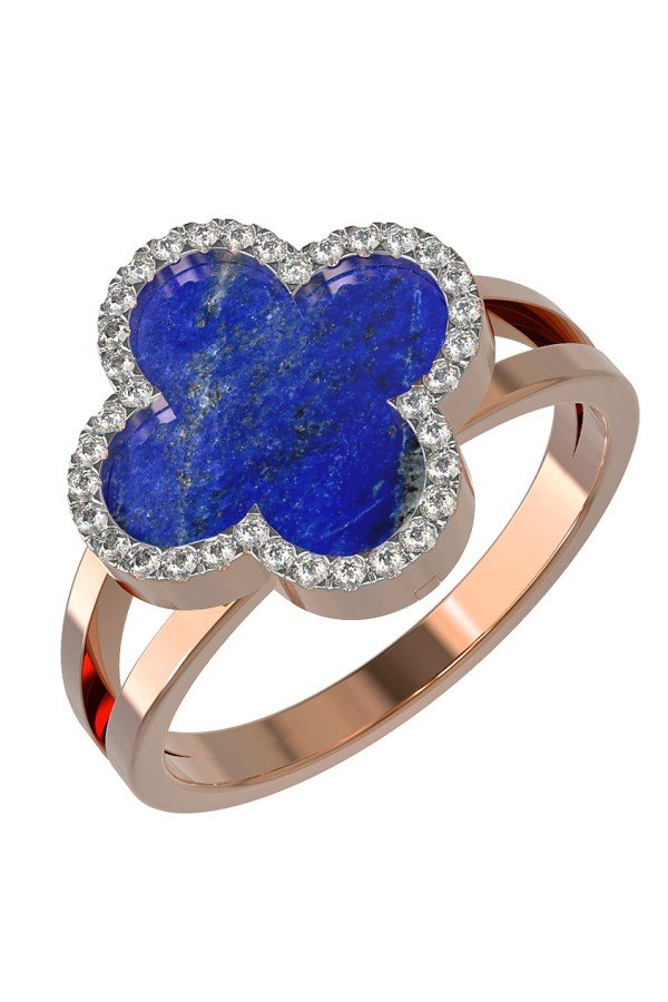 Кольцо из золота c бриллиантами и лазуритом