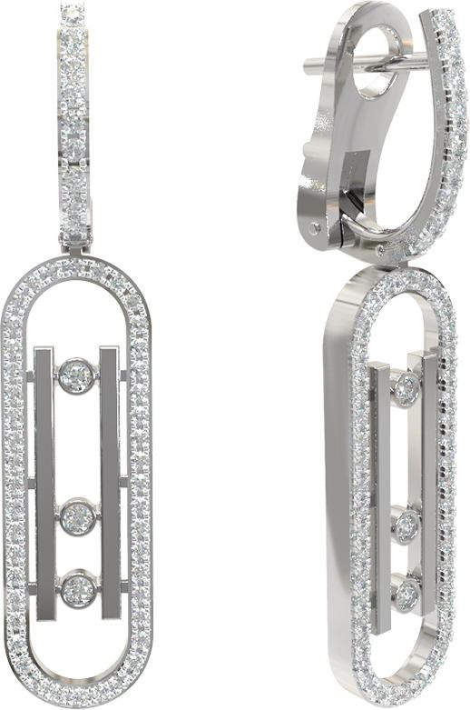 Серьги из белого золота 585 пробы c бриллиантами