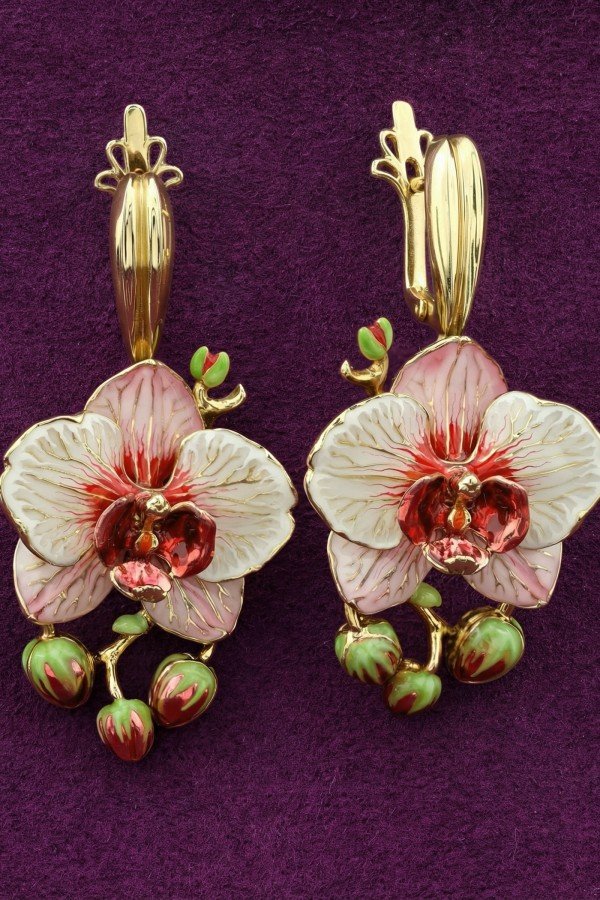 Серьги из лимонного золота c эмалью