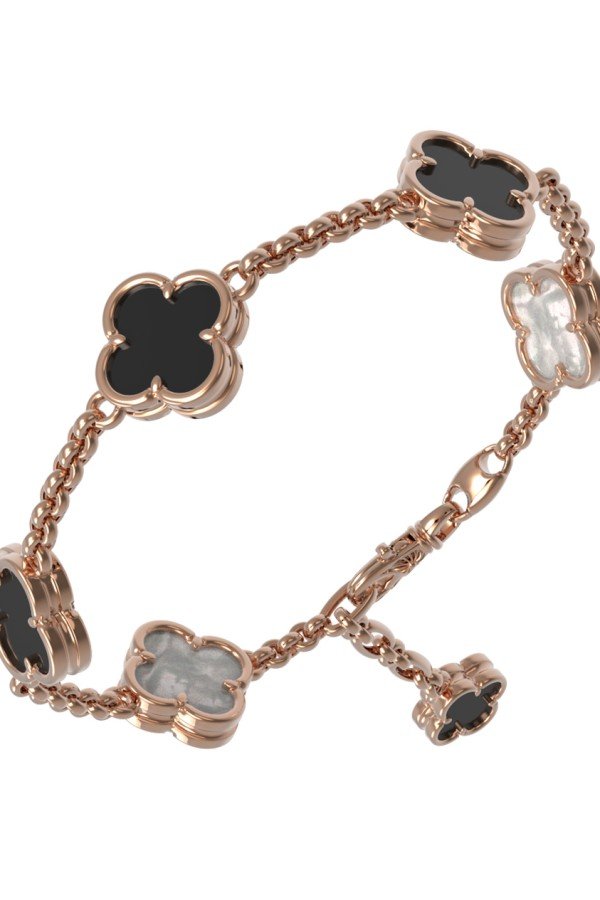 Браслет из золота c ониксом и перламутром