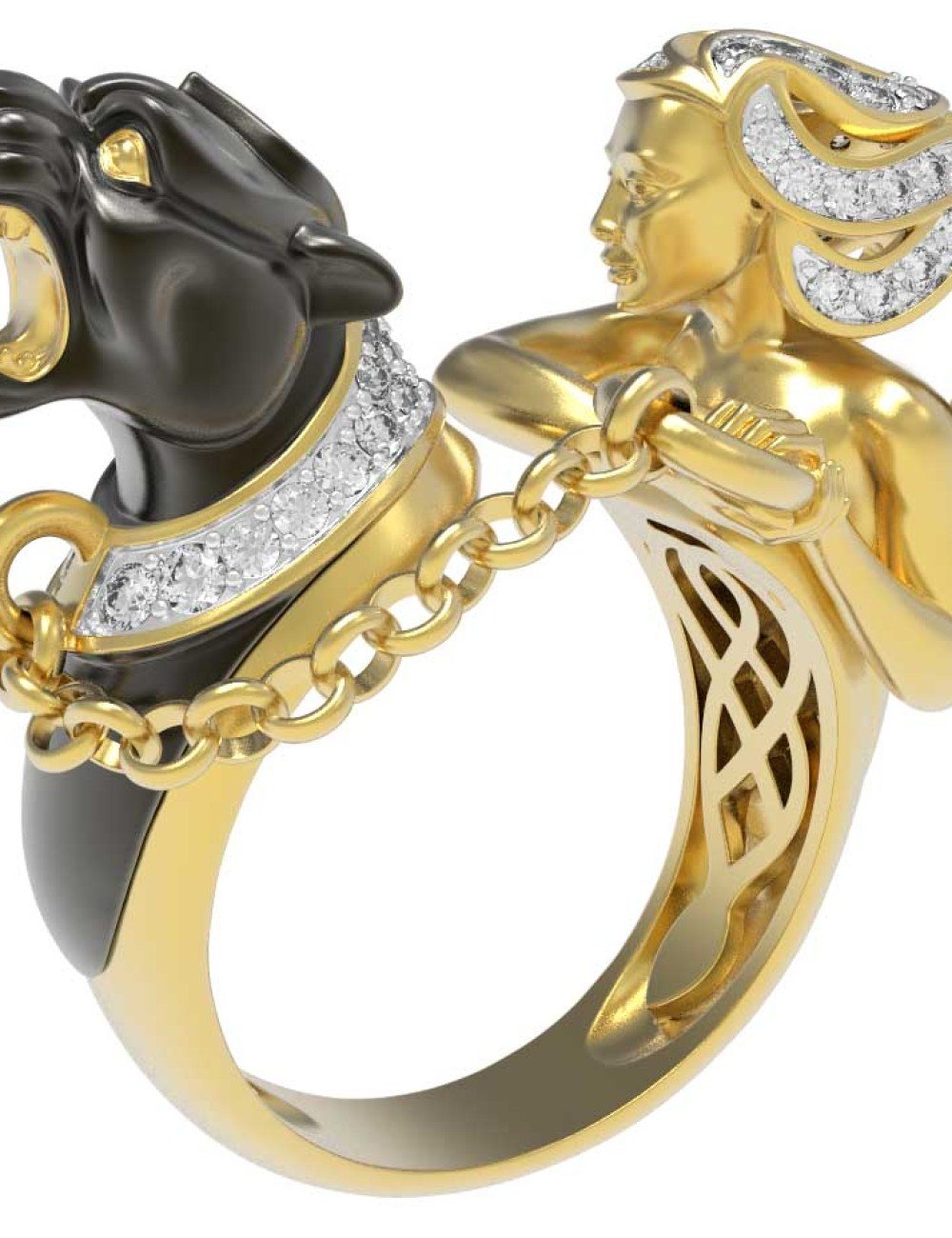 Кольцо из лимонного золота c фианитом