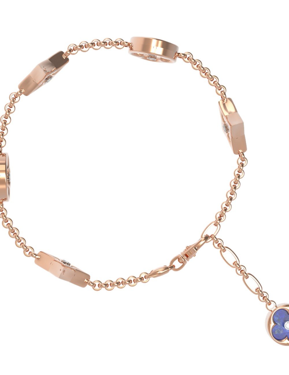 Браслет из золота c бриллиантами, лазуритом и перламутром