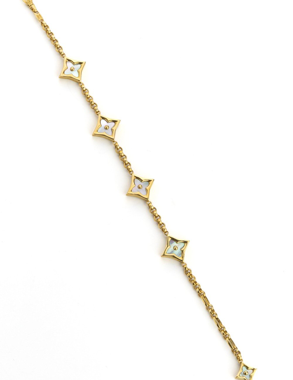 Браслет из лимонного золота c лазуритом и перламутром