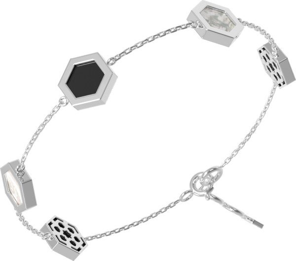 Браслет из белого золота c ониксом и перламутром