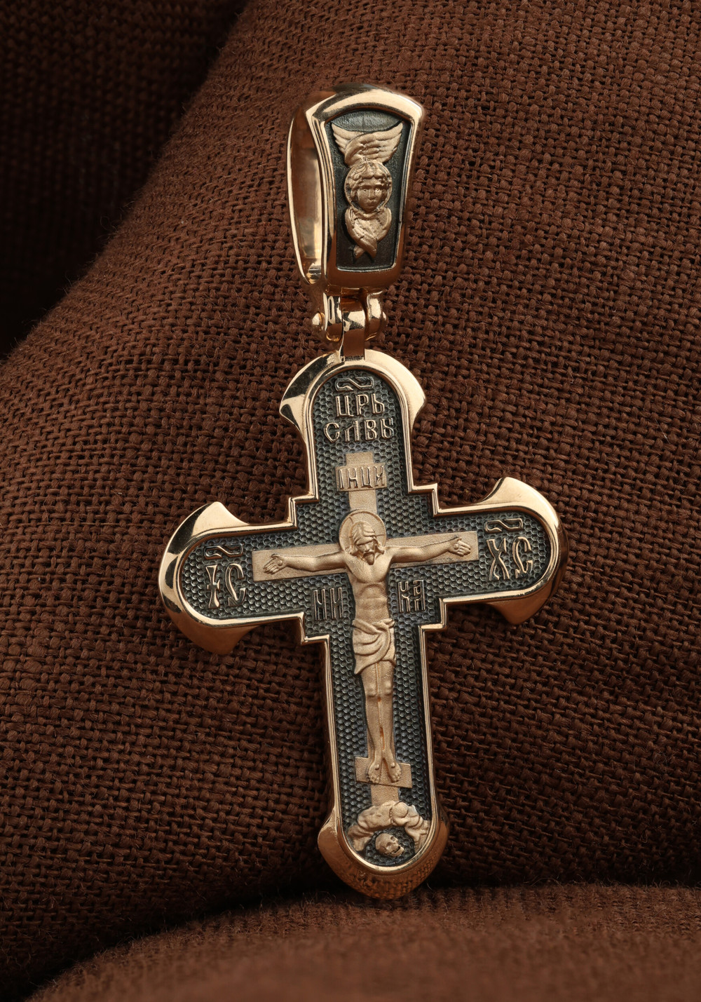 Крест из красного золота 585 пробы