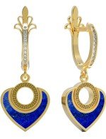 Серьги из лимонного золота c фианитом и лазуритом