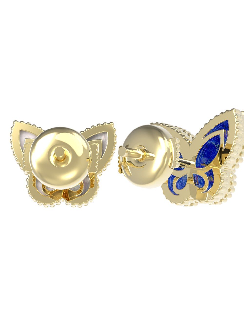 Серьги из лимонного золота c лазуритом и перламутром