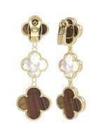 Серьги из лимонного золота c тигровым глазом и перламутром