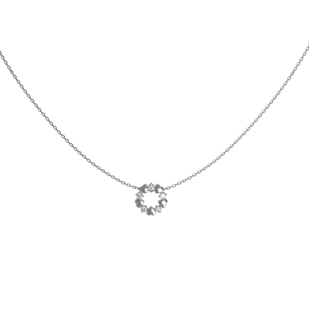 Колье из белого золота 585 пробы c бриллиантами