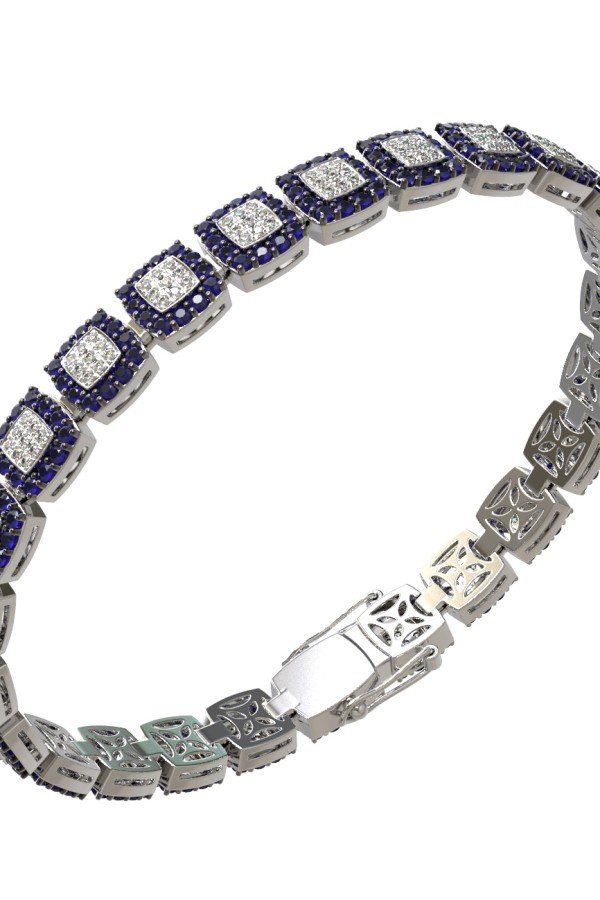 Браслет из белого золота c бриллиантами и сапфиром