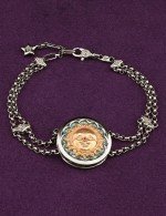 Браслет из белого золота c бирюзой и лазуритом