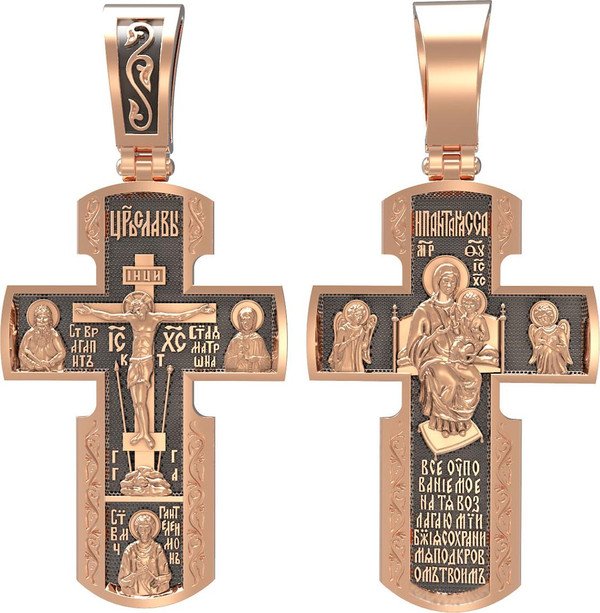 Крест из красного золота 585 пробы